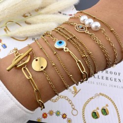 Βραχιόλι από ανοξείδωτο ατσάλι με επιχρύσωση 18 καρατίων, Celestria 87145-0	