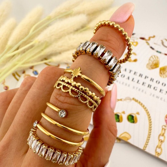 Δαχτυλίδι από ανοξείδωτο ατσάλι με 3πλή επιχρύσωση 18 καρατίων, Celestria 87454-0	