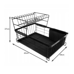 Ruhhy Στεγνωτήρας Νεροχύτη Διώροφος Αλουμινίου σε Μαύρο Χρώμα 43x29x27cm 132o-19163