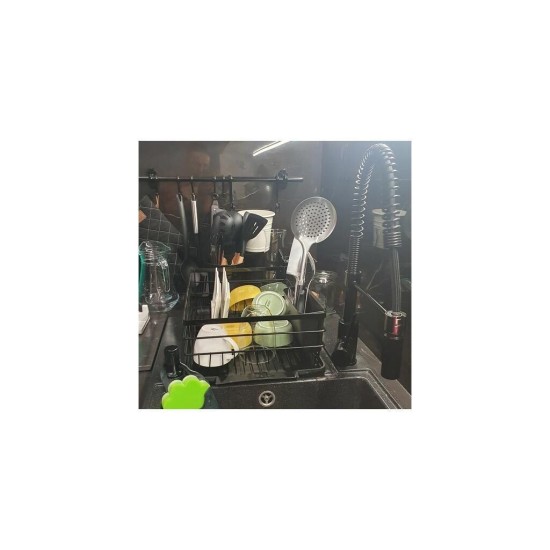 Πιατοθήκη στεγνωτήριο πιάτων από ατσάλι, σε μαύρο χρώμα 44x31.5x14.5 cm - Ruhhy 21992