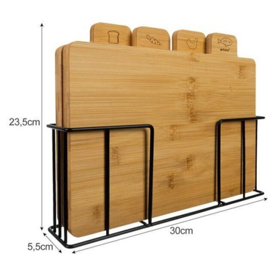 Ruhhy Σετ Επιφάνεια Κοπής Ξύλινη 28x20cm 4τμχ 19338