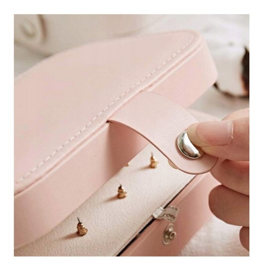 Κοσμηματοθήκη - Μπιζουτιέρα 16 x 12 x 5,5 cm Χρώματος Ροζ 23p-01782_R