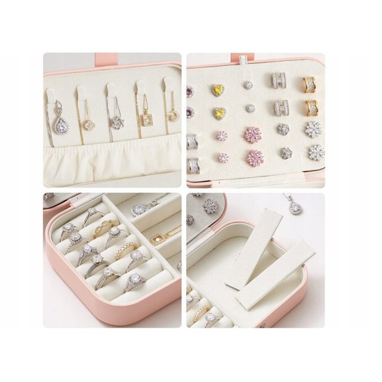 Κοσμηματοθήκη - Μπιζουτιέρα 16 x 12 x 5,5 cm Χρώματος Ροζ 23p-01782_R