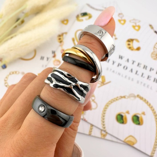 Δαχτυλίδι από ανοξείδωτο ατσάλι με 3πλή επιχρύσωση 18 καρατίων, Celestria 88128-0	