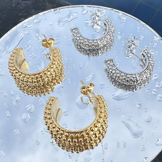  Σκουλαρίκια από ανοξείδωτο ατσάλι με επιχρύσωση 18 καρατίων, Celestria 87069-0	