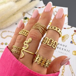 Δαχτυλίδι από ανοξείδωτο ατσάλι με επιχρύσωση 18 καρατίων "Snake", Celestria 87087-0	