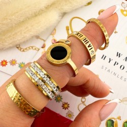 Δαχτυλίδι από ανοξείδωτο ατσάλι με 3πλή επιχρύσωση 18 καρατίων, Celestria 87974-0	