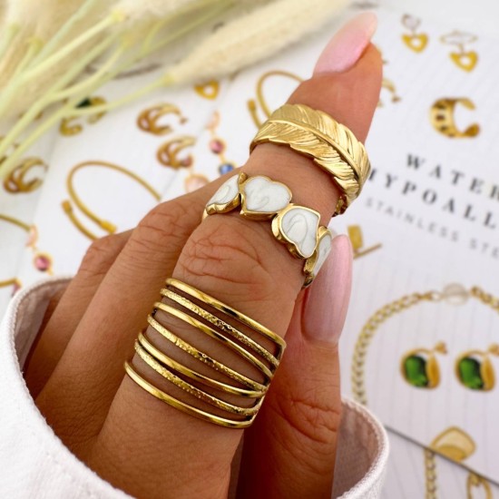 Δαχτυλίδι από ανοξείδωτο ατσάλι με επιχρύσωση 18 καρατίων, Celestria 87116-0	