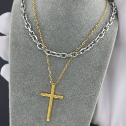 Κολιέ “Crosses” από ανοξείδωτο ατσάλι 3πλή επιχρύσωση 18 καρατίων ,Celestria 87338-0	