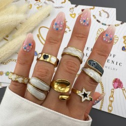 Δαχτυλίδι από ανοξείδωτο ατσάλι με 3πλή επιχρύσωση 18 καρατίων και σμάλτο, Celestria 88468-0	