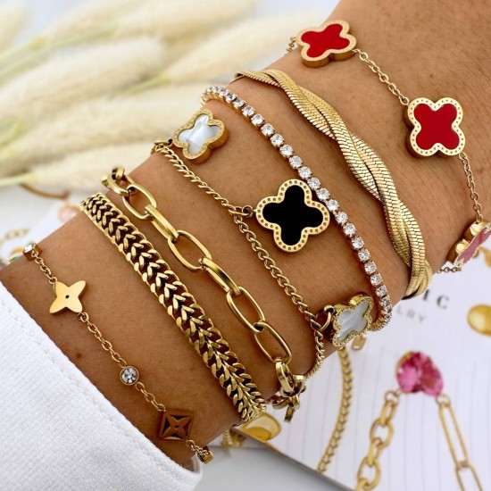 Βραχιόλι από ανοξείδωτο ατσάλι με επιχρύσωση 18 καρατίων "Flower Meadow", Celestria 87715-0	