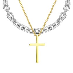 Κολιέ “Crosses” από ανοξείδωτο ατσάλι 3πλή επιχρύσωση 18 καρατίων ,Celestria 87338-0	