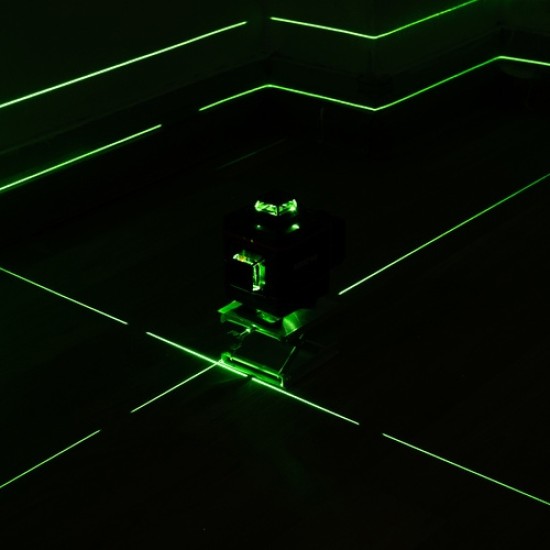 Αυτορυθμιζόμενο Γραμμικό Αλφάδι Laser Πράσινης Δέσμης με Εύρος Εργασίας 25m-Bigstren 18763 Με 2 Μπαταριες 323ο-18763