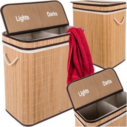 Bamboo Καλάθι Απλύτων με 2 διαμερίσματα, Χωρητικότητας 100lt, 60x54x35 cm Ruhhy 137p-24269