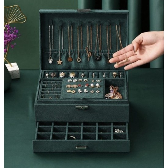 Κοσμηματοθήκη Mπιζουτιέρα με 4 επίπεδα Επίπεδα Και Κλειδί για Ασφαλή Αποθήκευση , 11,5x24,5x18 cm 9p-21954	
