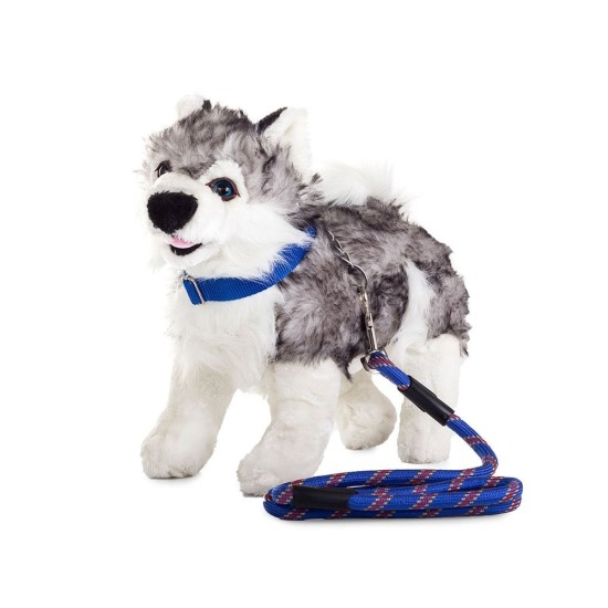 Λουρί Σκύλου 120cm x 1,3cm με Ανθεκτικό Περιλαίμιο Μπλε 19029_N