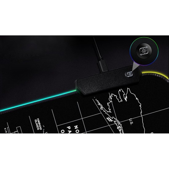 Αντιολισθητικό Gaming MousePad XXL, με Φωτισμό LED, με Σχέδιο Χάρτη, 80x30x0.3cm- 06249