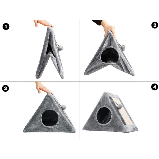 Ονυχοδρόμιο Γάτας Γατόδεντρο Τριγωνικό με Επιφάνεια Ξυσίματος σε Γκρι χρώμα, 44x42x26 cm- 19439