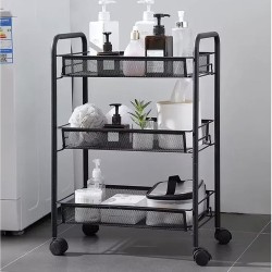 Τροχήλατη Μεταλλική Ραφιέρα 65 x 25 x 44 x cm Μαύρο Ruhhy 24749