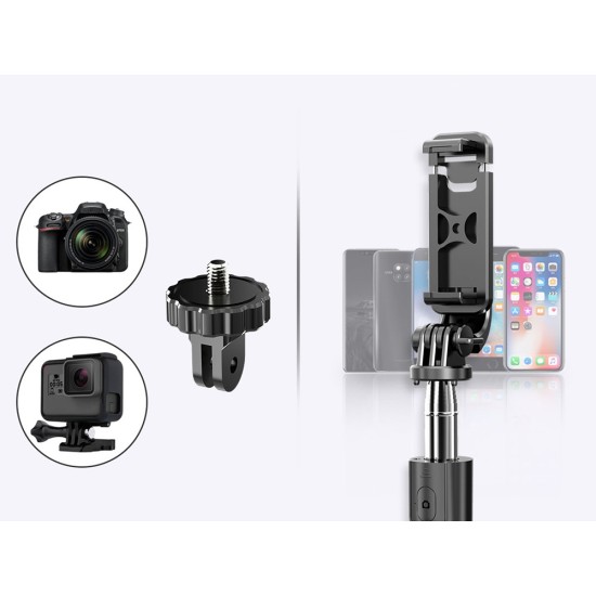  Selfie Stick με Τρίποδο, Τηλεσκοπική Βάση και Ασύρματο Χειριστήριο Bluetooth-04124