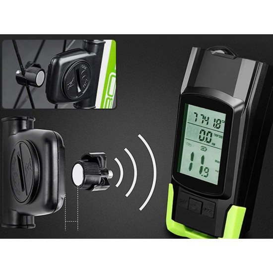 Ποδηλατικό Φωτιστικό LED 3-σε-1 με Ασύρματο Υπολογιστή και Κόρνα-14480_Z