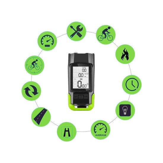 Ποδηλατικό Φωτιστικό LED 3-σε-1 με Ασύρματο Υπολογιστή και Κόρνα-14480_Z