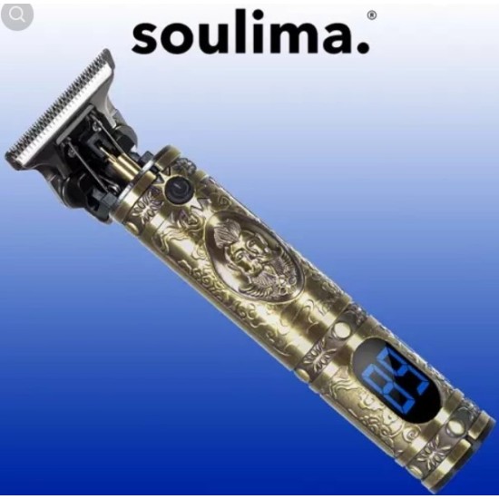 Επαναφορτιζόμενη Κουρευτική Μηχανή χρυσή από ατσάλι με ένδειξη μπαταρίας-00019590