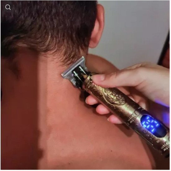 Επαναφορτιζόμενη Κουρευτική Μηχανή χρυσή από ατσάλι με ένδειξη μπαταρίας-00019590