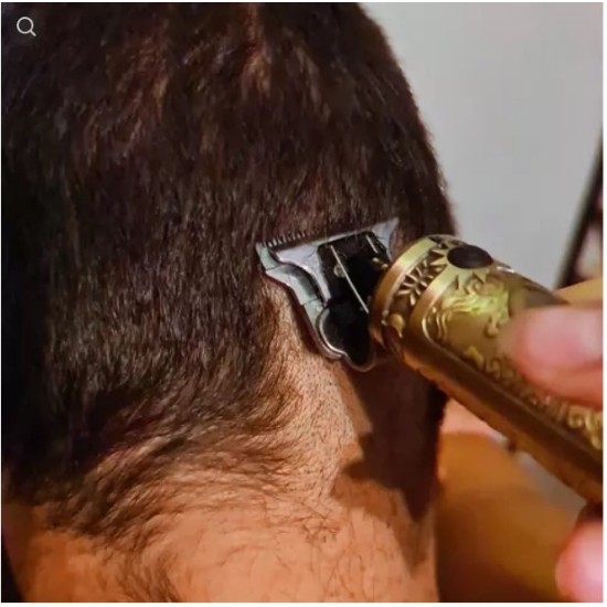 Επαναφορτιζόμενη Κουρευτική Μηχανή χρυσή από ατσάλι με ένδειξη μπαταρίας-00019590