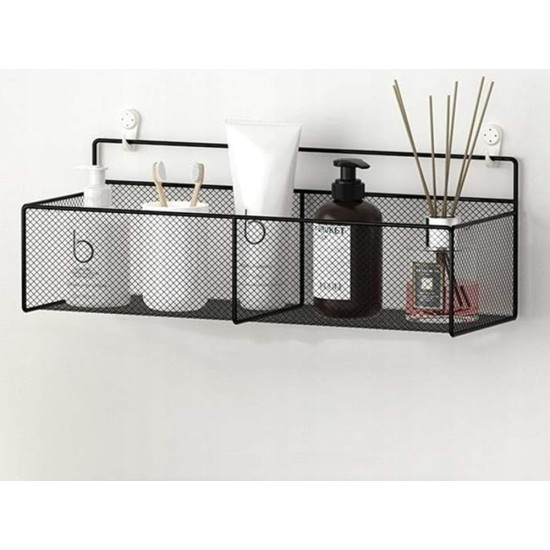 Κρεμαστός Μεταλλικός Οργανωτής Μπάνιου σε Μαύρο Χρώμα-220-27235_CZ
