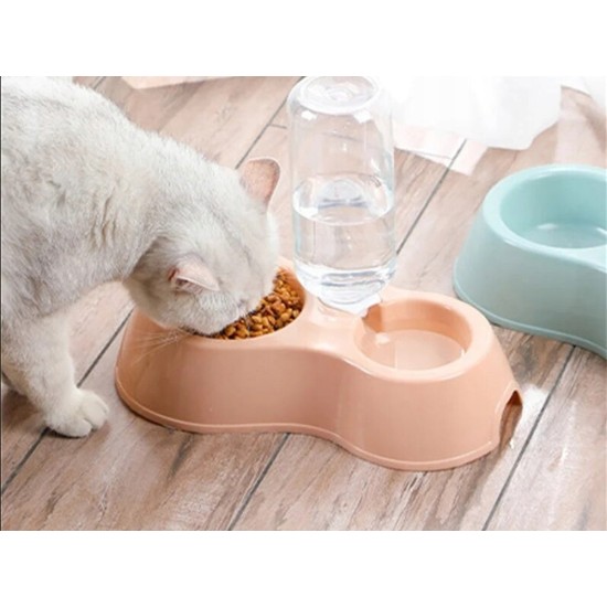 Διπλό Μπολ Ταΐσματος με Αυτόματο Διανομέα Νερού για Σκύλους και Γάτες Ροζ 20-19410