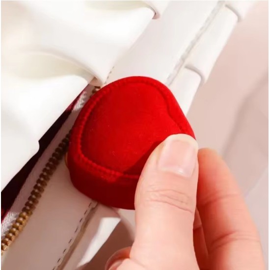 Κουτί Δαχτυλιδιού Flocking σε Σχήμα Καρδιάς – Κομψή Θήκη Κοσμημάτων για Δώρα al7254