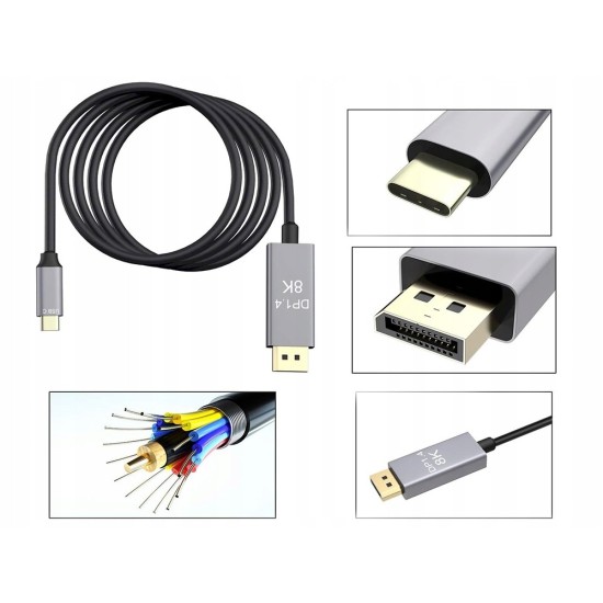 Καλώδιο DisplayPort 1.4 USB Type-C σε DisplayPort  8k 4k 2k– Μήκους 1,8m-60-06315