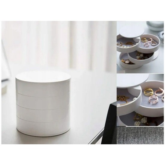 Στρογγυλό Κουτί Οργάνωσης Κοσμημάτων με Συρόμενα Επίπεδα-22p