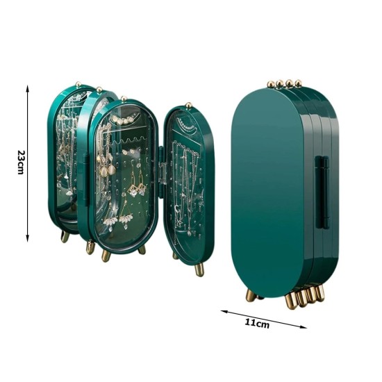 Πράσινος Πτυσσόμενος Οργανωτής Κοσμημάτων με Καθρέφτη 24246_Z 26-24246_Z