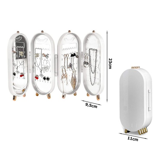 Λευκός Πτυσσόμενος Οργανωτής Κοσμημάτων με Καθρέφτη 280-24246_B