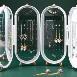 Λευκός Πτυσσόμενος Οργανωτής Κοσμημάτων με Καθρέφτη 280-24246_B