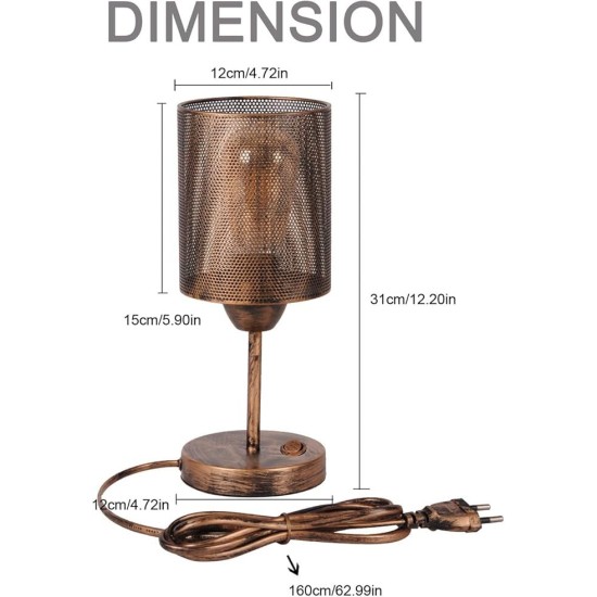 Vintage Μεταλλικό Επιτραπέζιο Φωτιστικό TWSXTE με Κλωβό E27 – Ρετρό Σχέδιο για Γραφείο & Σαλόνι – Κωδικός tel7-0001