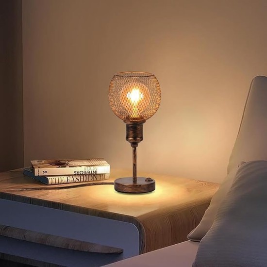 Vintage Επιτραπέζιο Φωτιστικό TWSXTE με Μεταλλικό Κλωβό – Ντουί E27,  – Κωδικός tel7-0004