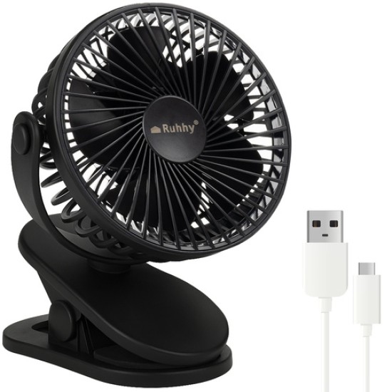 Ασύρματος Ανεμιστήρας Γραφείου RUHHY με USB-C, Κλιπ & Περιστροφή 360° – 65p