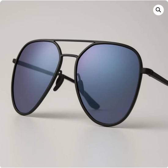 Γυαλιά Ηλίου Distressed Πιλότου Μάυρα  με Φακούς Καθρέπτες Μπλε/Μωβ   – Πλήρη Προστασία UV400 – Σε Πολυτελή Θήκη – 2222-06