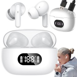 Ασύρματα Ακουστικά In-Ear με Μικρόφωνο & LED Θήκη Φόρτισης Λευκό 7– 06355_B 