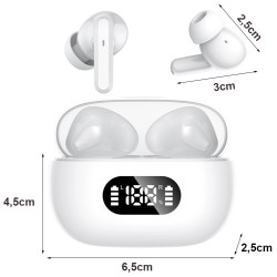 Ασύρματα Ακουστικά In-Ear με Μικρόφωνο & LED Θήκη Φόρτισης Λευκό 7– 06355_B 