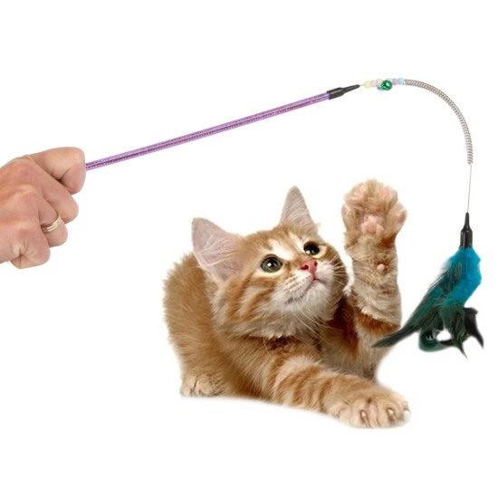 Παιχνίδι για Γάτες – Καλάμι με Πολύχρωμα Φτερά  055-19424