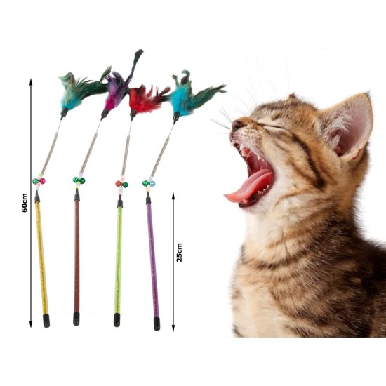 Παιχνίδι για Γάτες – Καλάμι με Πολύχρωμα Φτερά  055-19424