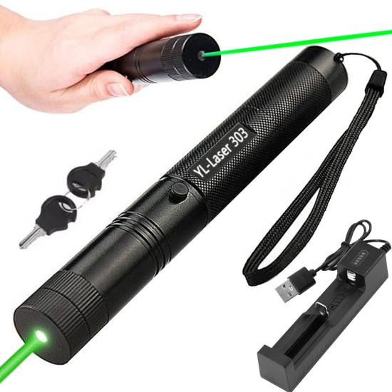 Ισχυρός Laser Pointer Πράσινης Δέσμης με Επαναφορτιζόμενη Μπαταρία & Φορτιστή 45p-08338
