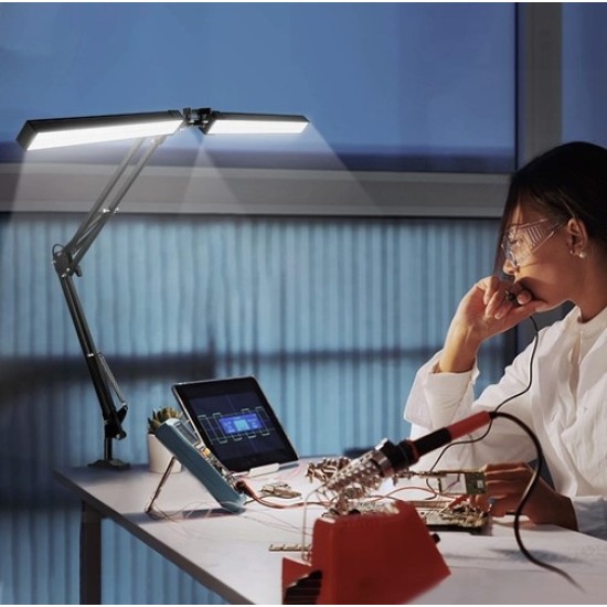 Ρυθμιζόμενο Φωτιστικό Γραφείου με 2 Πηγές Φωτός, με Βάση και Στήριγμα 24W - Izoxis-177p-24223