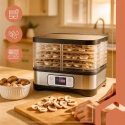 Αποξηραντής Μανιταριών, Φρούτων και Λαχανικών 400W με Οθόνη LCD, 5 Δίσκοι και Πρόγραμμα 24h-32p-25929