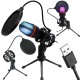 USB Studio Μικρόφωνο με RGB Φωτισμό και Τρίποδο – για Gaming, Streaming, Καρδιοειδές Μοτίβο –8p-27597