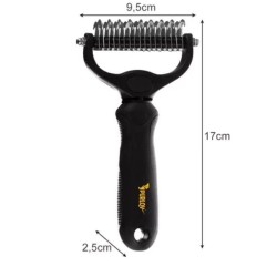 Χτένα Trimmer 2 Όψεων για Σκύλους και Γάτες – Διπλό Δόντι, Αντιολισθητική Λαβή, Μαύρη-25p